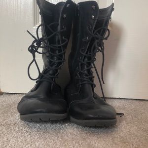 Black combat boots